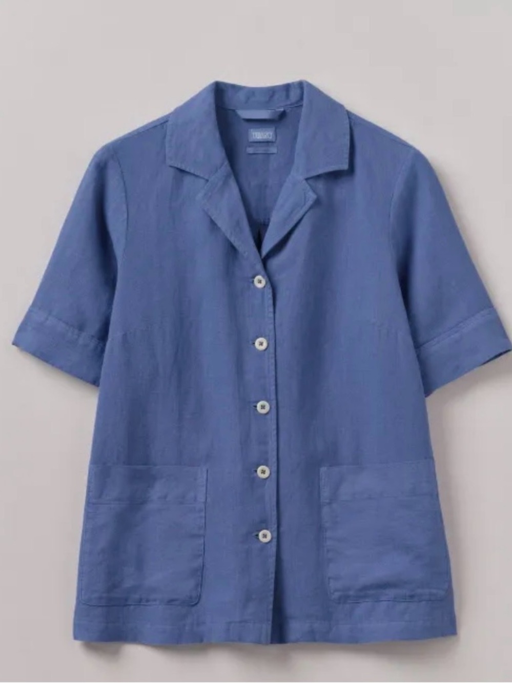 TOAST Lightweight Blue Linen Short-Sleeve Button-Up Shirt